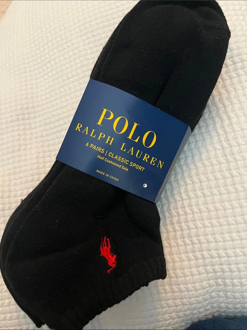Polo by Ralph Lauren Black No-Show Athletic Socks with Red Pony